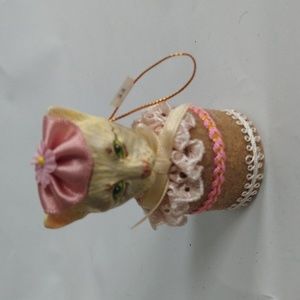 Cat Christmas Ornament Candy Box Katherine's Collection Gray White